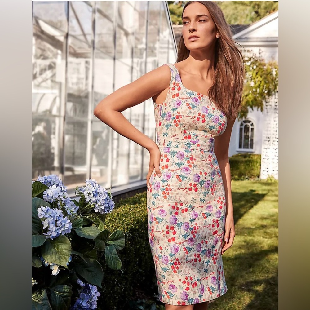 Ann Taylor The Floral Sleeveless Square Neck Sheath Dress
